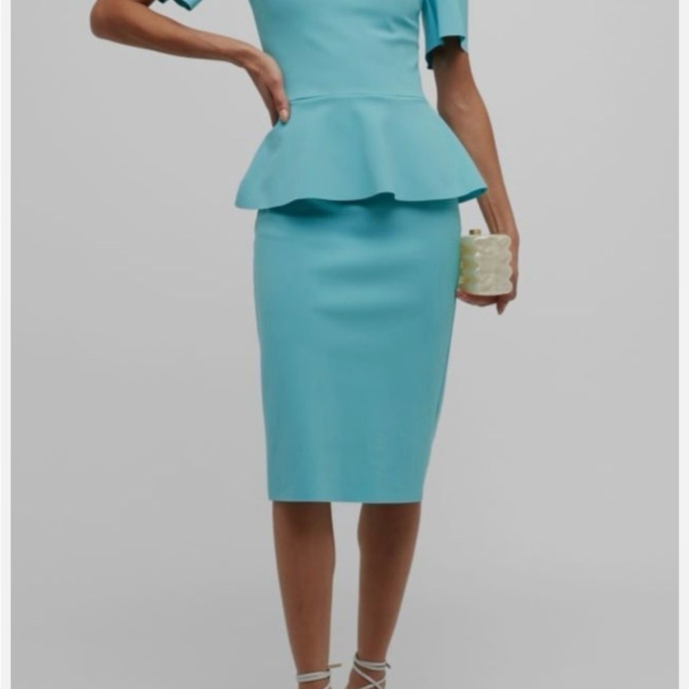 Chiara Boni Peplum Dress Size 8 Turquoise | Derby Wedding Guest